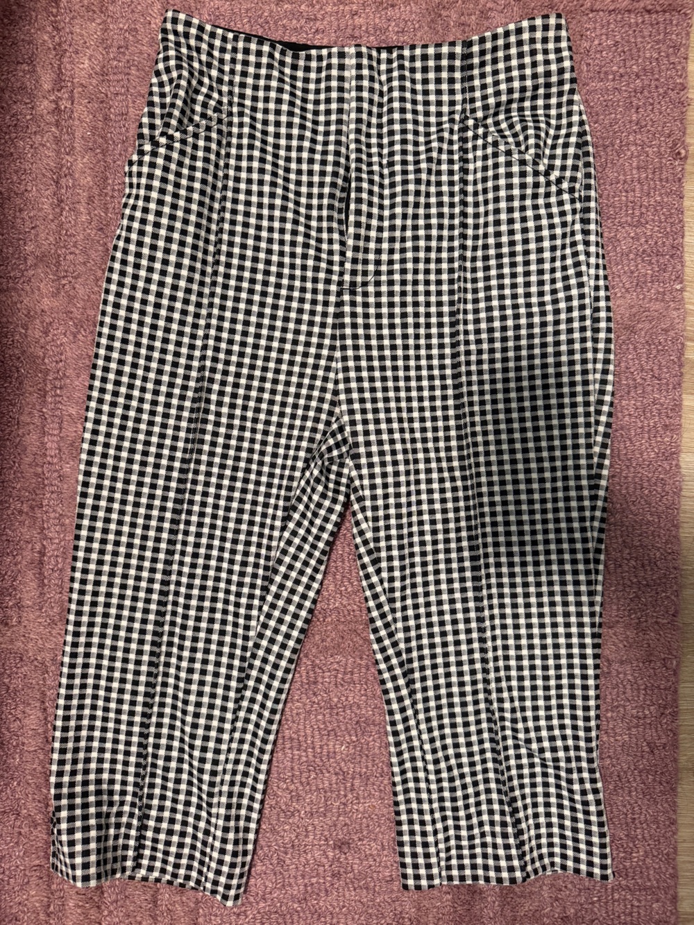 Maeve Black & White Gingham Cropped capri